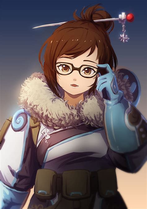 HD Wallpaper Orange Eyes Mei Overwatch Short Hair Brunette Glasses Wallpaper Flare