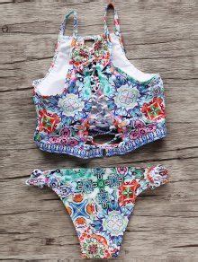 22 OFF 2021 High Neck Keyhole Bikini Set In COLORMIX ZAFUL