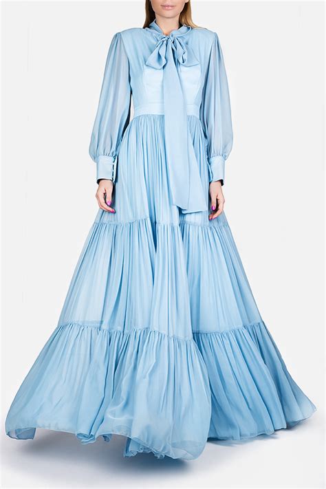 Pussy Bow Silk Chiffon Maxi Dress Maxi Dresses Made To Measure