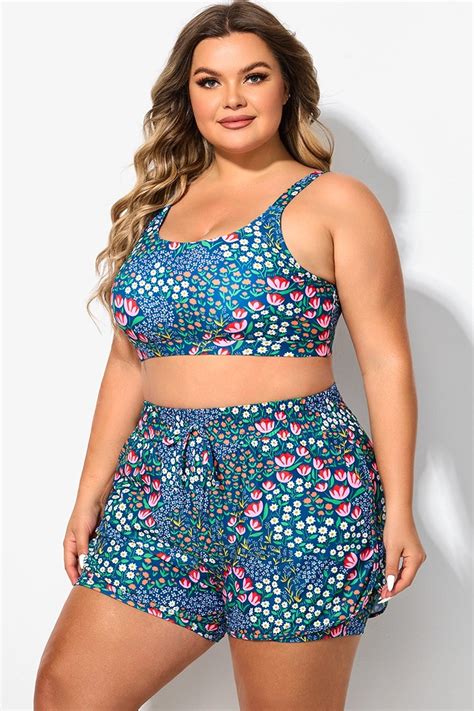 Floral Print Wide Strap Women Bikini Top Meet Curve Meet Curve