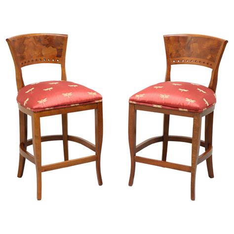 Tiger And Burl Oak Counter Height Stools By Emerson Et Cie Pair A At
