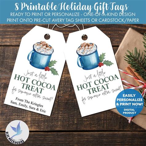 Holiday Hot Cocoa Gift Tag Printable