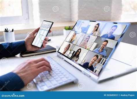 Virtual Conference Meeting In Office Room Stock Image Image Of Meeting Sales 263682651