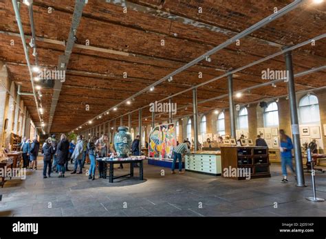 General view inside Salts Mill, a former textile mill, now an art gallery, shopping centre ...