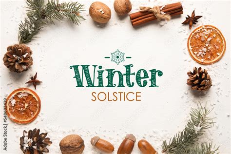 Beautiful greeting card for Winter Solstice celebration with natural ...