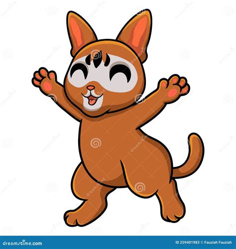 cute abyssinian cat cartoon posing stock vector illustration