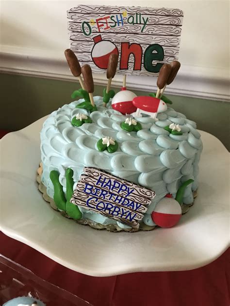 The Big One Fishing Themed Birthday Cake Birthday Cake Kids Boys