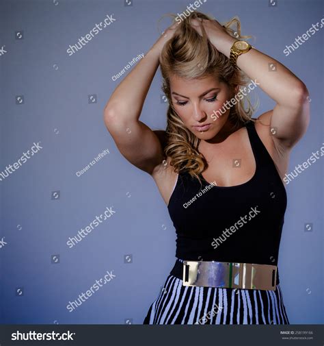 Blonde Latina Woman Dress Hands Head Stock Photo Shutterstock