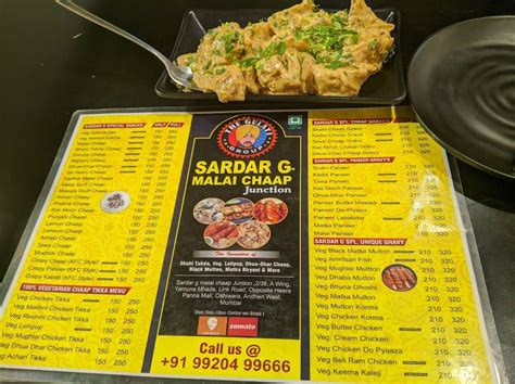 Menu At Sardar G Malai Chaap Junction Veg Restaurant Mumbai