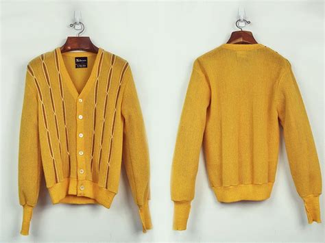 Vtg Mustard Yellow Button Down Cardigan 60 S Boyfriend Sweater S