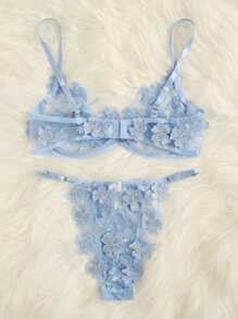 Applique Lace Underwire Lingerie Set Shein Uk