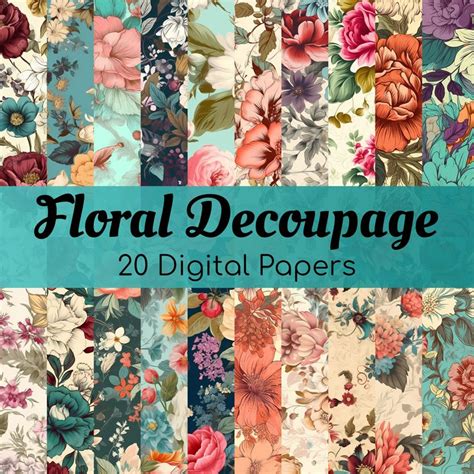 Floral Decopage Digital Papers With The Titlefloral Decopage 20