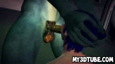 Blue Haired D Babe Sucking On A Monster S Cock