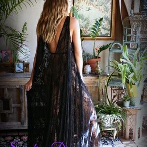 Black Lace Backless Nightgown Lace Lingerie Black Lace Sleepwear Nightgown Black Lace Nightgown