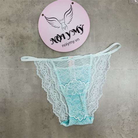 Quần lót Victoria Secret bikini ren dây màu xanh qb Nội y Mỹ