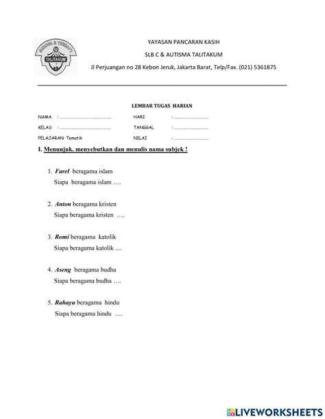 tugas activity    worksheets