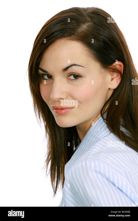 junge brünette Frau young brunette woman portrait Stock Photo Alamy