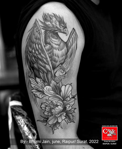 phoenix bird tattoo on thigh 4