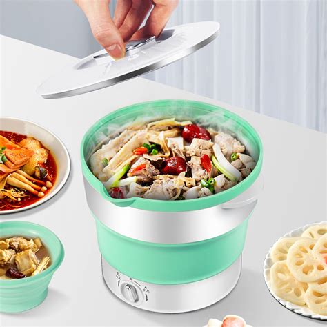 Silicone Portable Folding Electric Hot Pot Heated Food Container Cooker Camping Alexnld