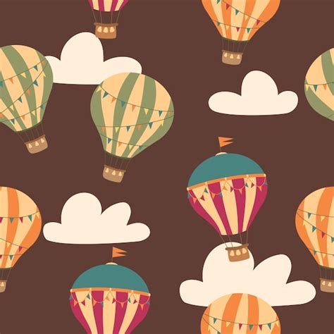 Premium Vector Hot Air Balloon Seamless Pattern
