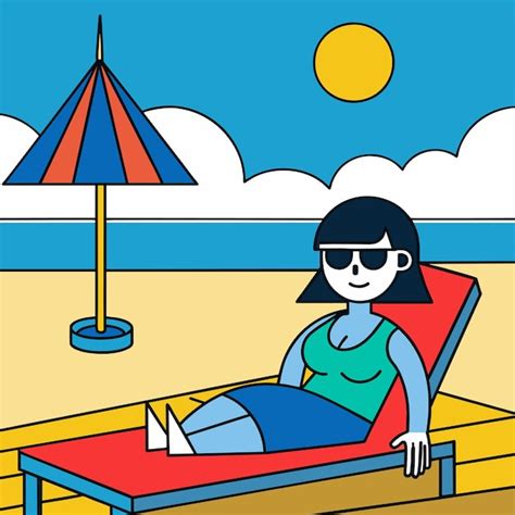 Femme En Bikini Fille D T En Vacances Maillot De Bain De Plage Dessin Anim Styl Dessin