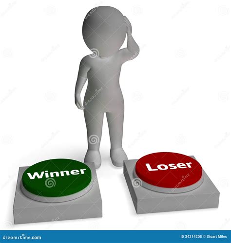 Winner Loser Buttons Shows Winning Or Losing Stock Illustration