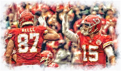 Patrick Mahomes Travis Kelce Kansas City Chiefs Art Print New And Rare Limited To Only 50