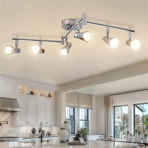 DLLT Modern LED Track Lighting Kit-6 Lights Adjustable Decorative Track ...