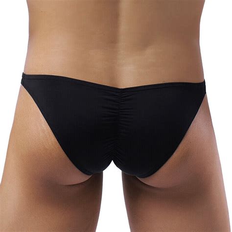 Mens Low Rise Nylon Cool Ice Silk Briefs Sexy Bikini Pouch Panties