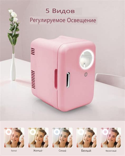 Мини холодильник для косметики, с зеркалом со светодиодной подсветкой ...