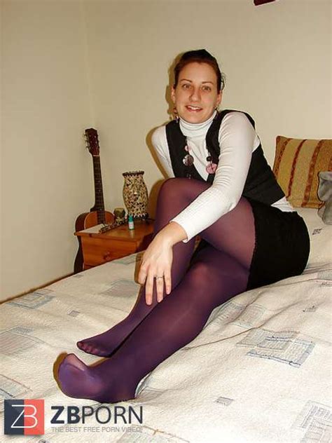 Purple Nylons Tights Pantyhose ZB Porn
