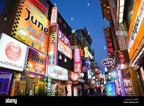 Asia Korea Seoul Myeongdong Shops Shopping Street Scene Street