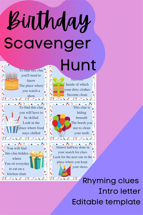 Scavenger Hunt Birthday Scavenger Hunt Clues Scavenger Hunts Rhyming