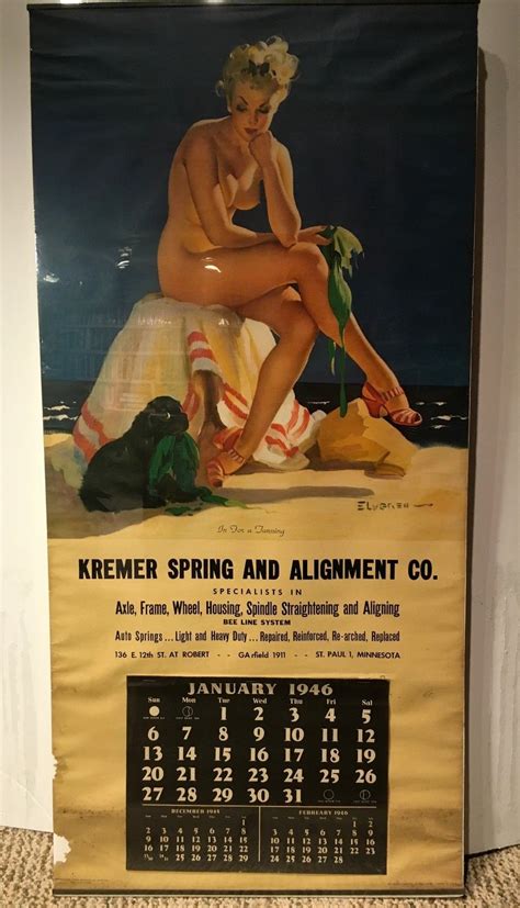 Original 1946 In For A Tanning Gil Elvgren NUDE Pinup Calendar ALL
