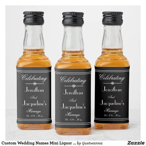 Custom Wedding Names Mini Liquor Bottle Labels In 2021