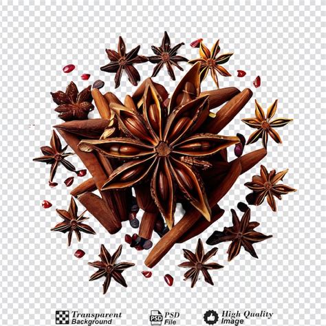 Premium PSD Star Anise Spice Fruits And Seeds Isolated On Transparent