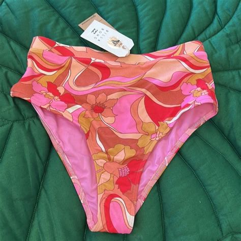 Billabong Swim Nwt Billabong Pretty Groovy Hi Retro High Waist Bikini Bottoms Orange And