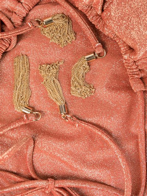 Zimmermann Devi Lurex Ring Two Piece Bikini Set In Coral Modesens