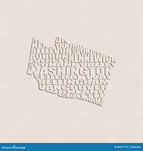 Word Cloud Map Of Washington State Stock Vector Illustration Of