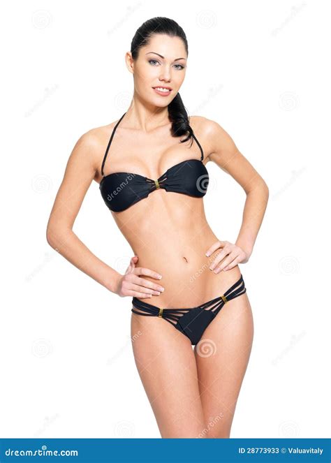 D Nne Karosserie Der Jungen Frau Im Schwarzen Bikini Stockbild Bild