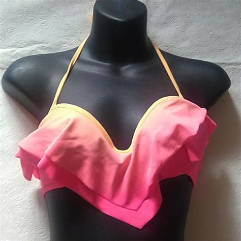 Victoria S Secret Swim Pc Vs Pink Pinkcoral Ombre Frilly Bikini Poshmark