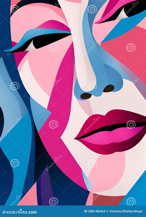 Woman Cubism Poster Graphic Portrait Abstract Person Modern Cubist Face