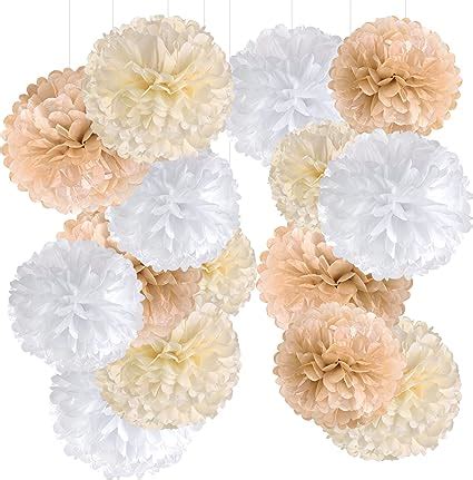 Sunbeauty Party Dekoration Pompons St Ck Beige Braun Wei