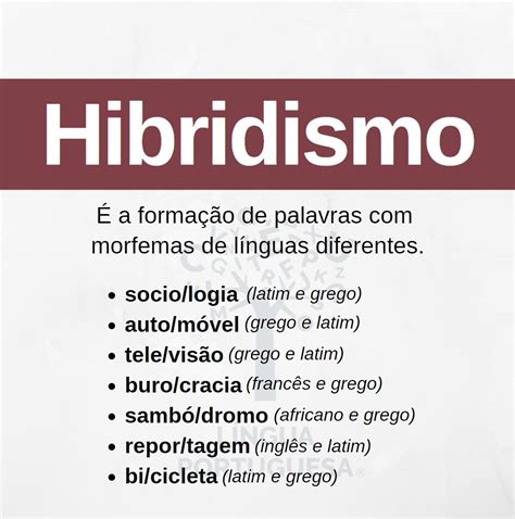 Hibridismo é a formação de palavras... - Língua Portuguesa
