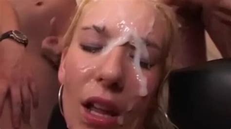 Busty Babe Gets Caught In A Wild Bukkake Orgy With Messy Facials FemeFun