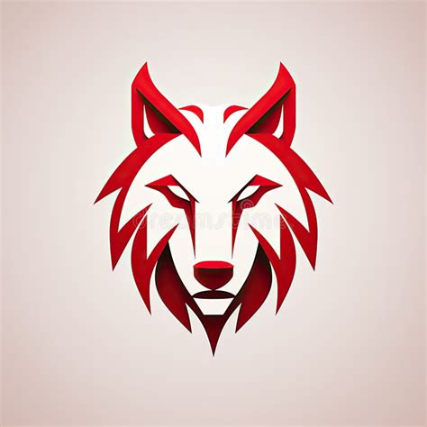 Simple Vector Logo Of A Red Wolfs Head Stock Illustration