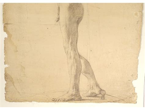 Naked Man Academy Study Pencil Drawing Signed Romieu XIXth Century