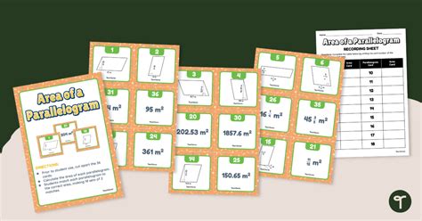 Area Of A Parallelogram Match Up Activity Teach Starter