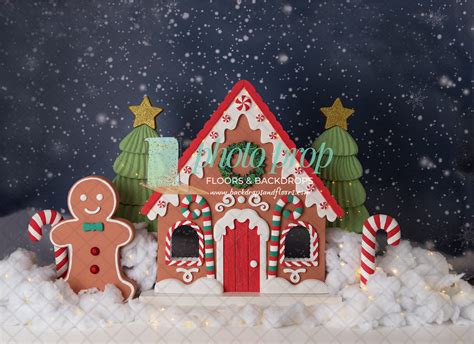 Christmas Gingerbread House Photography Backdrop Sweets Treats Hot