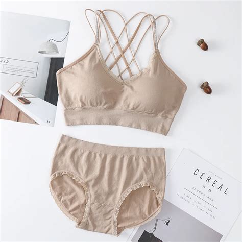 Sexy Women Bra Panties Set Push Up Sports Bra Set Strap Seamless Active Bra Women Lingerie Set